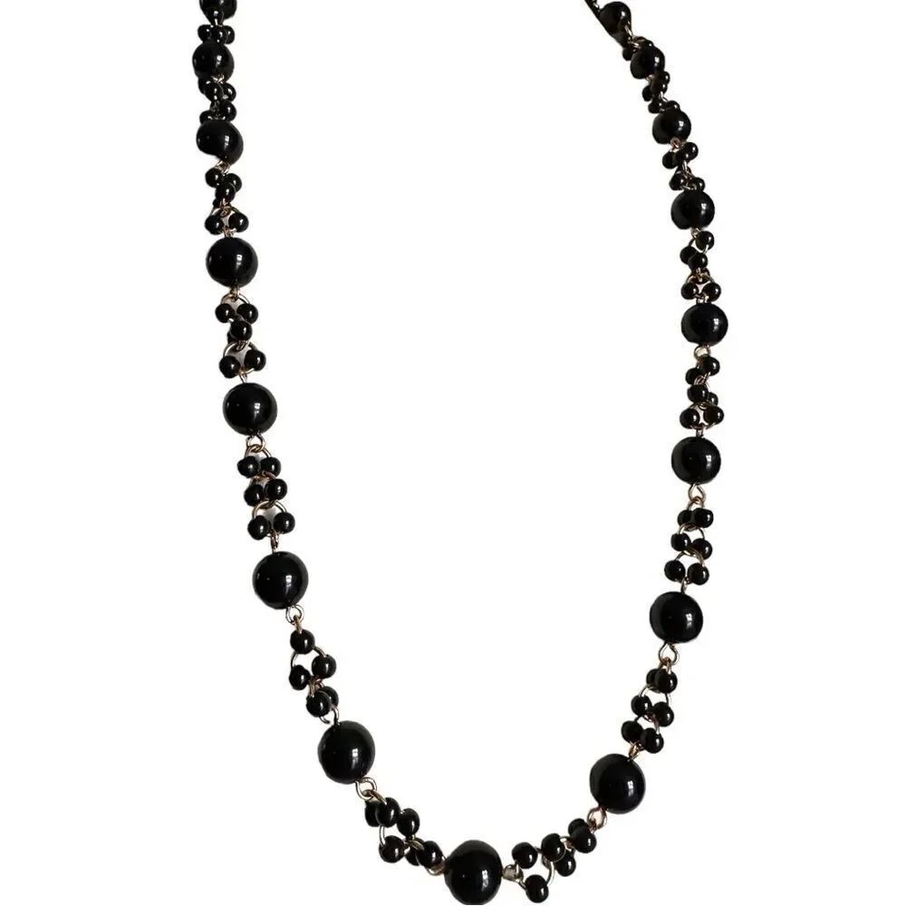 TRIFARI vintage black Crown Black Beaded and Gold Tone Choker Necklace s…